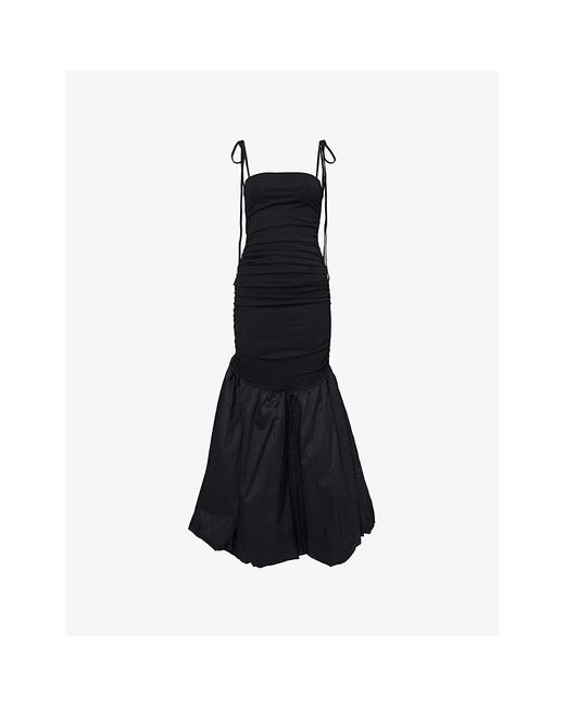 Amy Lynn Black Alexa Fishtail-Hem Cotton-Jersey Maxi Dress