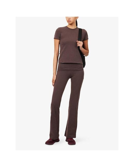 Sisterly Tribe Brown Cosy Soft Round-Neck Stretch-Cotton T-Shirt