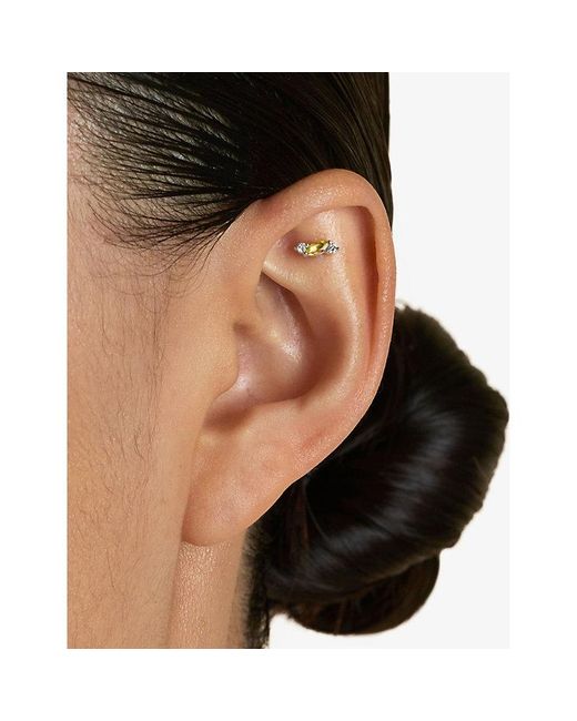 Astrid & Miyu White Cluster 14Ct- Lab-Grown Diamond And Sapphire Stud Earrings