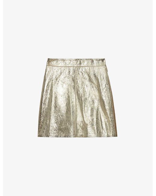 Zadig & Voltaire Natural Jinette Regular-fit High-rise Leather Mini Skirt