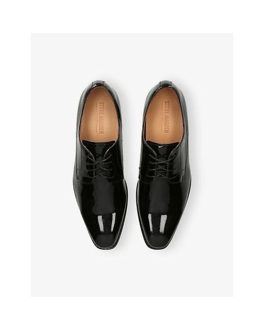 Steve Madden Black Parscal Patent-Leather Lace-Up Shoes for men