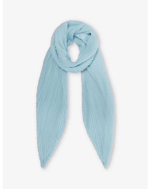 Pleats Please Issey Miyake Blue Madame Pleated Woven Scarf