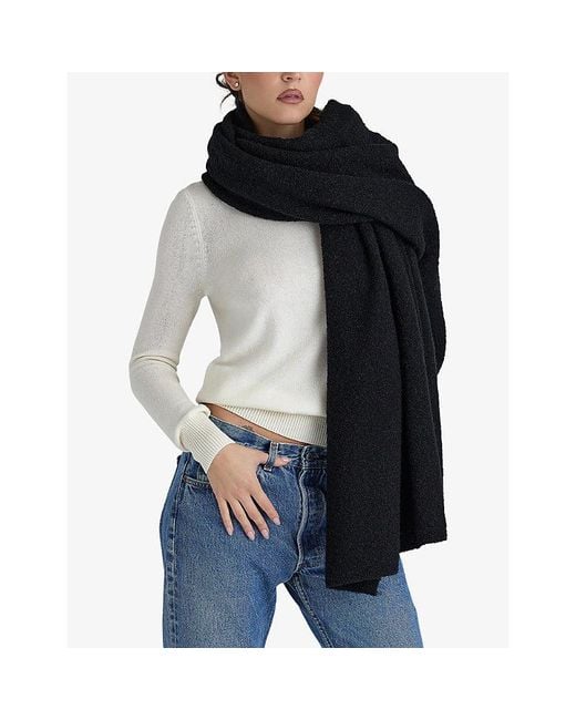 House Of Cb Black Nara Textured Knitted Scarf