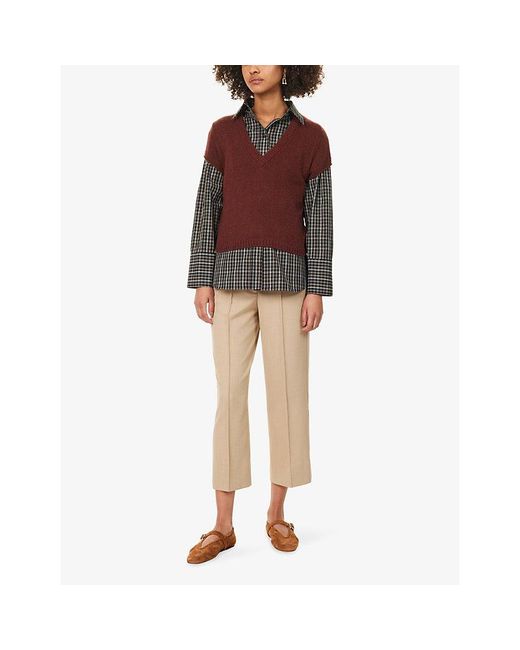 ME+EM Natural Tailored Cropped-Leg Woven Trousers