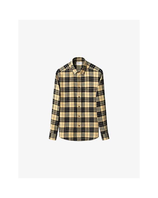 Eton of Sweden Green Checked Casual-Fit Cotton-Flannel Shirt for men