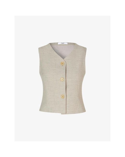 Lovechild Natural Violet Stripe Stretch-woven Waistcoat
