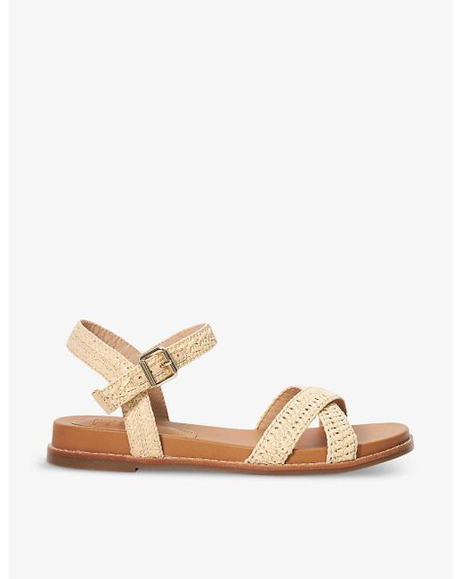 Dune Natural Lassey Crossover-strap Woven Sandals