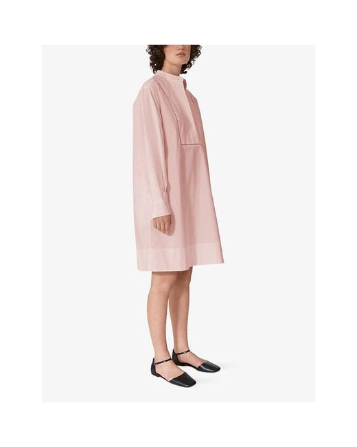 Lovechild Pink Gerona Ladder-trim Relaxed-fit Organic-cotton Mini Dress