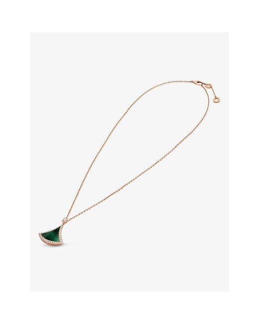 BVLGARI Multicolor Divas' Dream 18k Rose Gold, Malachite, & Diamond Pendant Necklace