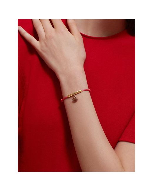 BVLGARI Red Divas' Dream-Plated Brass, Enamel And Cord Bracelet