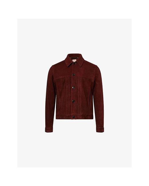 Paul Smith Pleated-Placket Collared Suede Jacket for men