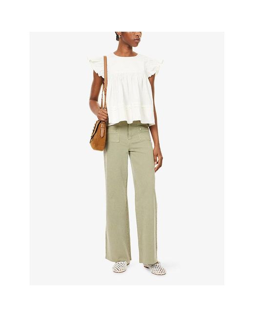 PAIGE Green Anessa 31' Wide-Leg Denim Jeans