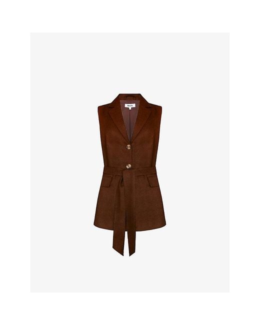 Ro&zo Brown Tie-Waist Regular-Fit Linen-Blend Waistcoat