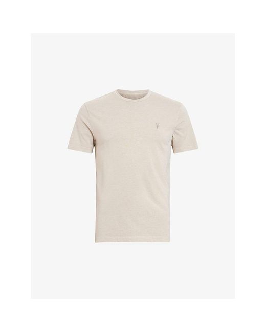 AllSaints Natural Ossage Ramskull-embroidered Cotton T-shirt for men