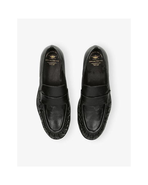 Officine Creative Black Solitude 107 Leather Loafers