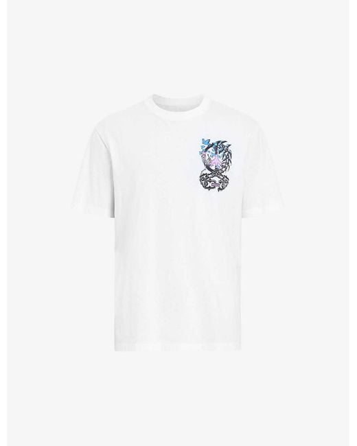 AllSaints White Freed Graphic-print Organic-cotton T-shirt for men
