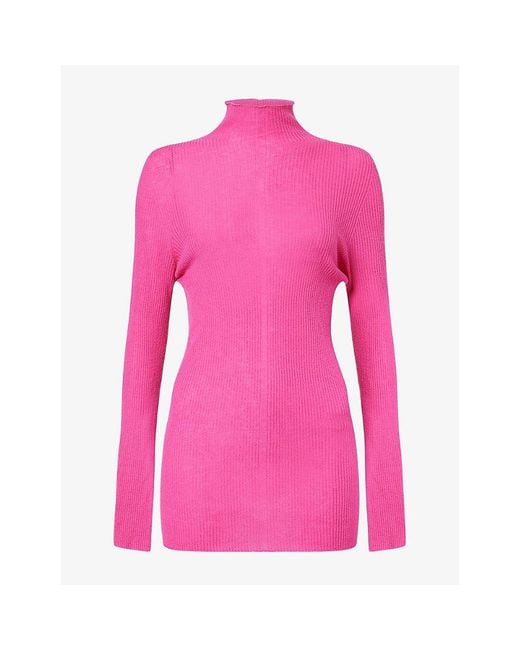 MATIERES FECALES Pink Forever Turtleneck Knitted Wool Jumper