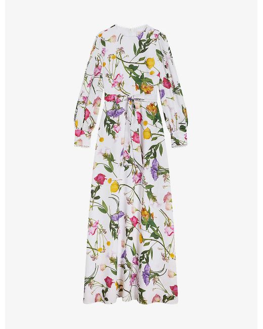 Ted Baker White marggoh Bouquet-print Recycled-polyester Maxi Dress