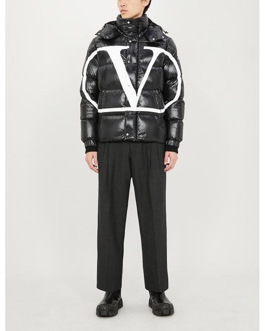 Valentino Black Moncler Vlogo Lacquered Nylon Padded Jacket for men