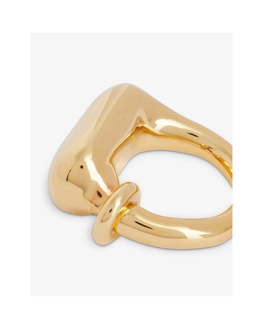 Jil Sander Metallic Sculptural Logo-engraved Brass Ring