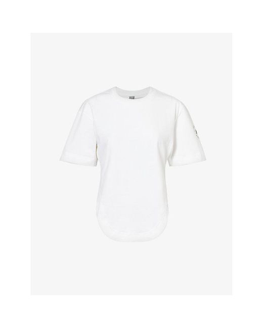 Adidas By Stella McCartney White Sportswear Brand-stamp Organic-cotton T-shirt