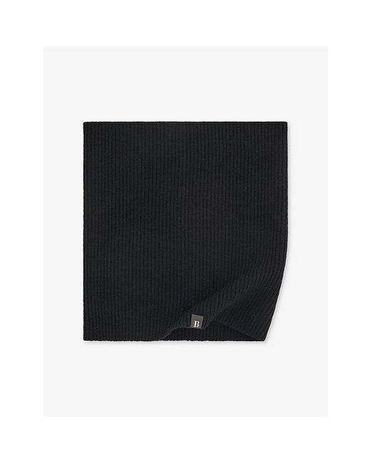 Boggi Black Logo-Patch Merino Wool Neck Warmer for men