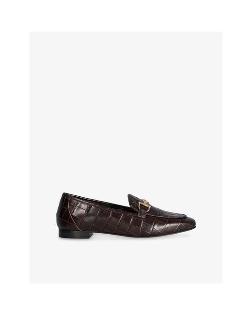 Dune Black Snaffle-Trim Grained-Leather Loafers