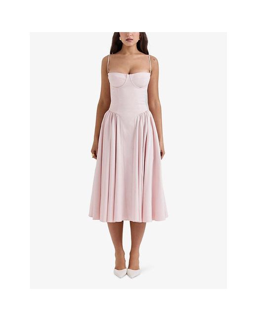 samaria corseted woven midi dress 'Samaria' Black Corset Midi Dress