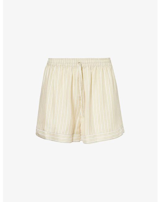 LeKasha White High-rise Elasticated-waist Silk Shorts