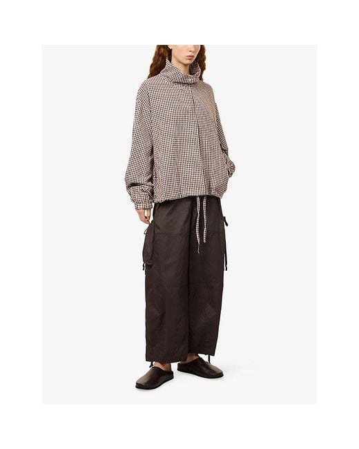 Deiji Studios Brown Relaxed-Fit Wide-Leg Cotton Trousers
