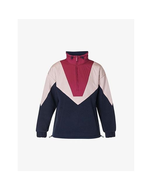 Sweaty Betty Blue Orbit Colour-Block Shell And Fleece Jumper
