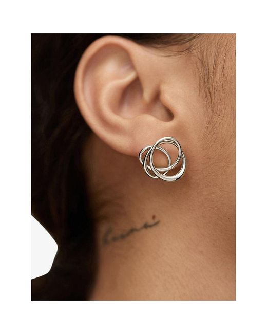 Monica Vinader White Nura Wrap Sterling- Stud Earrings