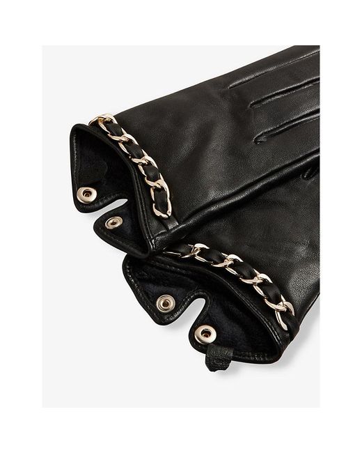 Ted Baker Jenns Chainembellished Leather Gloves in Black Lyst UK