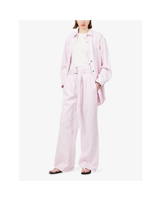 Agolde Pink X Maria Mcmanus Corset Wide-Leg Denim Jeans