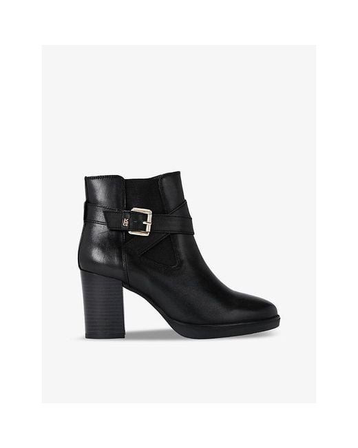 KG by Kurt Geiger Black Sage Buckle-Strap Leather Heeled Ankle Boots