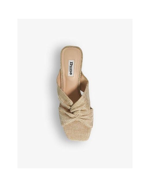 Dune Natural Tural-canvas Maizing Twist-knot Woven Heeled Mules