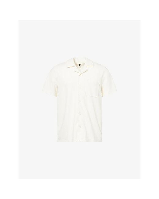 PAIGE White Oliver Ribbed Short-Sleeved Cotton Shirt for men