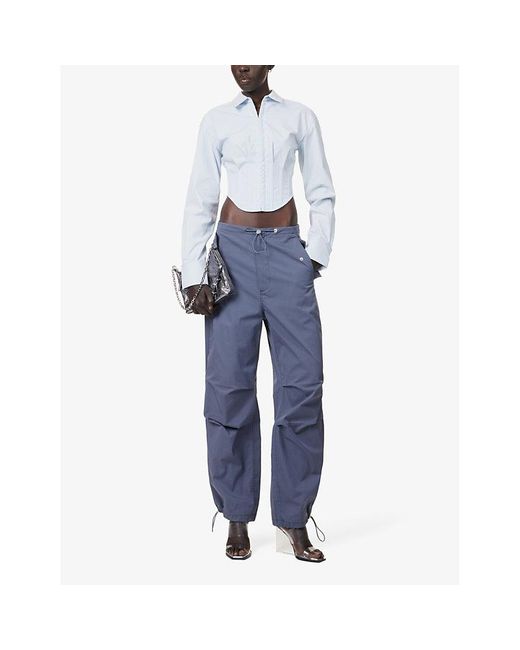 Dion Lee Blue Parachute Wide-leg Mid-rise Cotton-blend Trouser