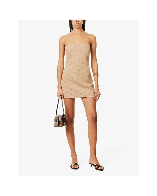 Bec & Bridge Natural Sunseeker Strapless Stretch-woven Mini Dress