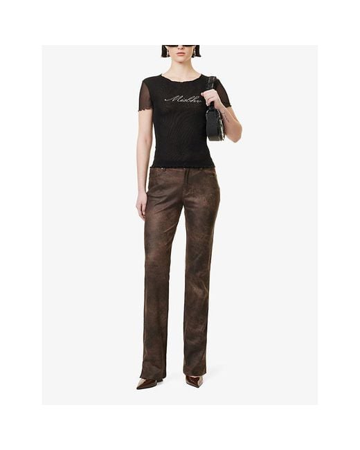 M I S B H V Gray Straight-leg Mid-rise Faux-leather Trousers