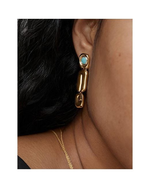 Monica Vinader Metallic Amaia Gemstone Cocktail 18Ct- Vermeil And Amazonite Drop Earrings
