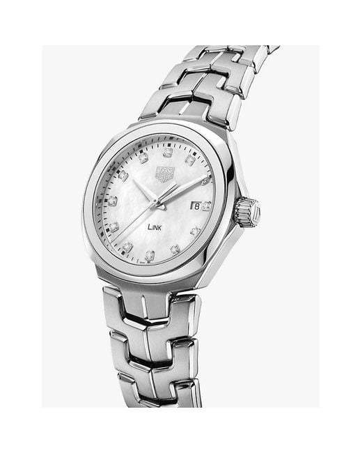 Tag Heuer White Wbc1312.Ba0600 Link Date Stainless-Steel, And 0.116Ct Diamond Quartz Watch