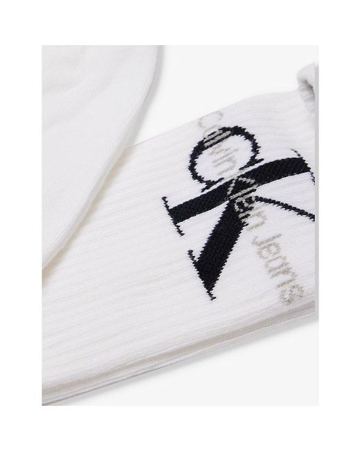 Calvin Klein White Classic Ribbed Cotton-blend Knitted Socks for men