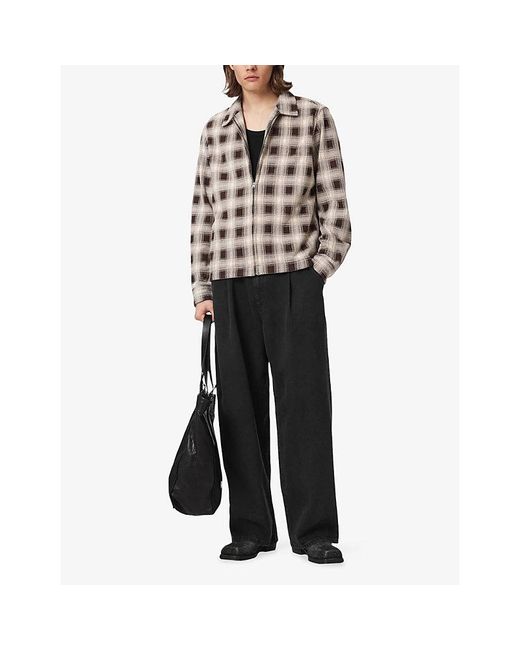 AllSaints Black Daze Pleated Wide-Leg Jeans for men