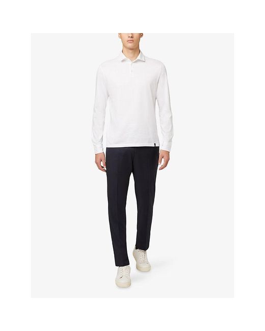Boggi White Long-Sleeve Supima-Cotton Polo Shirt for men