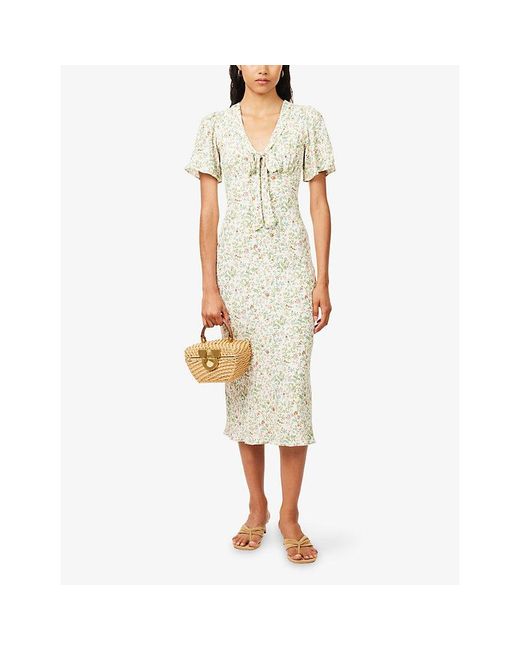 Reformation White Tyra Floral Woven Midi Dress