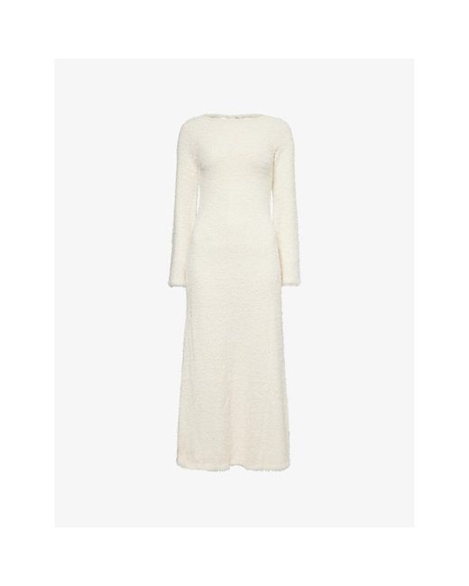 Pretty Lavish Natural Valle Fluffy-Texture Knitted Maxi Dress