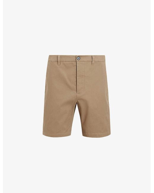 AllSaints Natural Neiva Mid-rise Cotton-blend Shorts for men