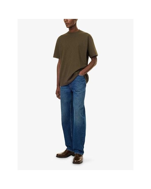 A.PRESSE Green Relaxed-Fit Crew-Neck Cotton T-Shirt for men