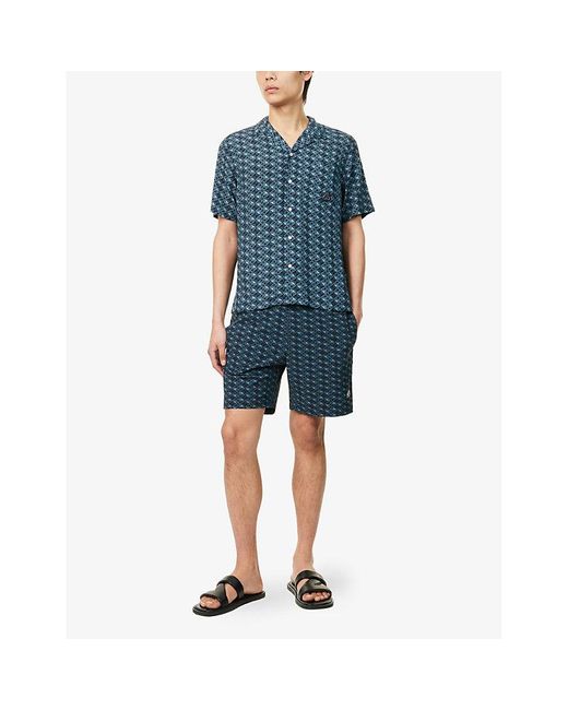 Moose Knuckles Blue Hide And Swim Graphic-Print Swim Shorts for men